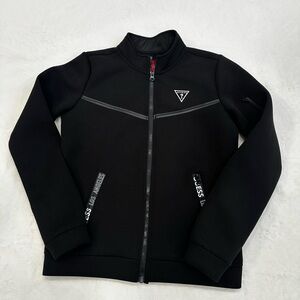 GUESS Black Zip-Up Jacket with Logo Accents
